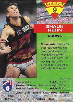 1994 Select AFL #9 Shaun Rehn Back